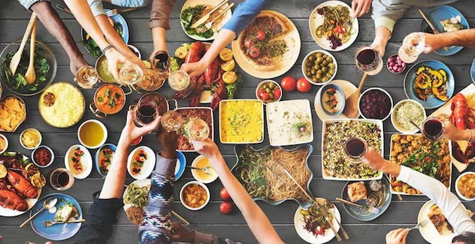 Variety of dishes on the table