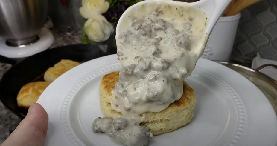 homemade biscuits with country ham gravy
