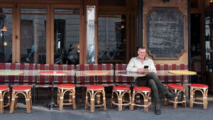 Man sitting on a chair in a restraint