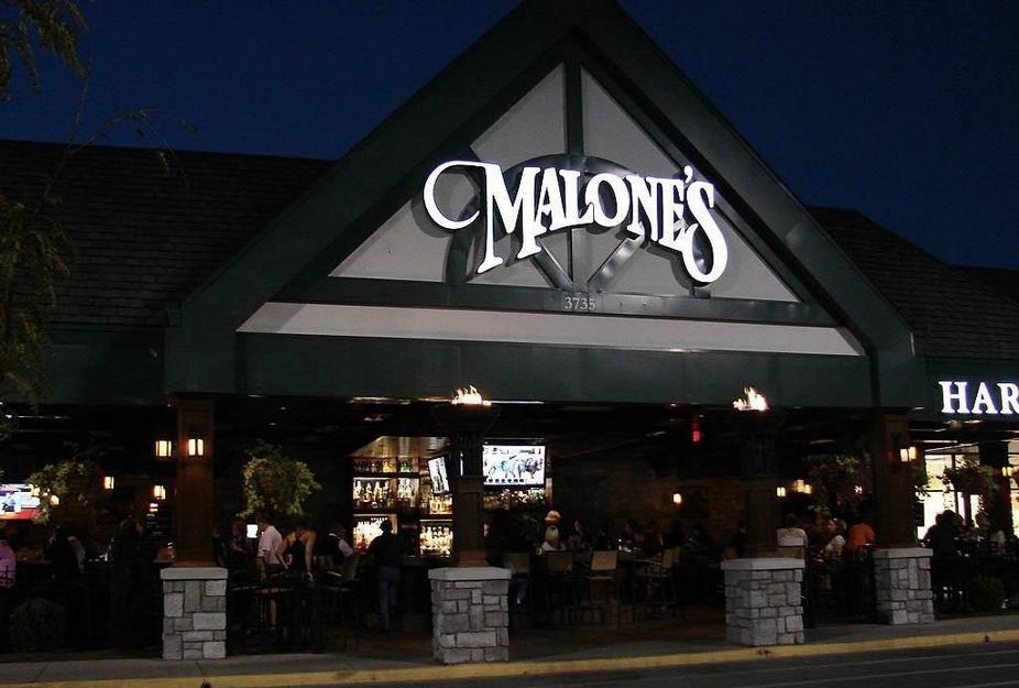 Restaurant sign at night